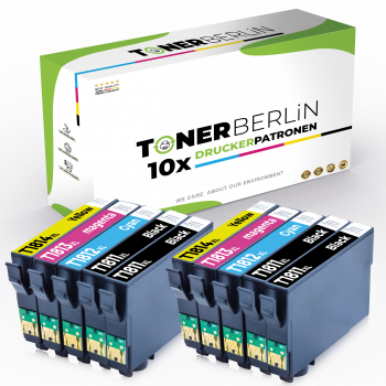 10er Multipack Set Rebuilt Druckerpatronen kompatibel für Epson T1811 T1812 T1813 T1814 (4x Schwarz, 2x Cyan, 2x Magenta, 2x Gelb)