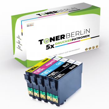 5er Multipack Set Rebuilt Druckerpatronen kompatibel für Epson T1811 T1812 T1813 T1814 (2x Schwarz, 1x Cyan, 1x Magenta, 1x Gelb)