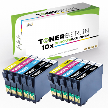 10er Multipack Set Rebuilt Druckerpatronen kompatibel für Epson T2991 T2992 T2993 T2994 (4x Schwarz, 2x Cyan, 2x Magenta, 2x Gelb)