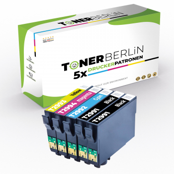 5er Multipack Set Rebuilt Druckerpatronen kompatibel für Epson T2991 T2992 T2993 T2994 (2x Schwarz, 1x Cyan, 1x Magenta, 1x Gelb)