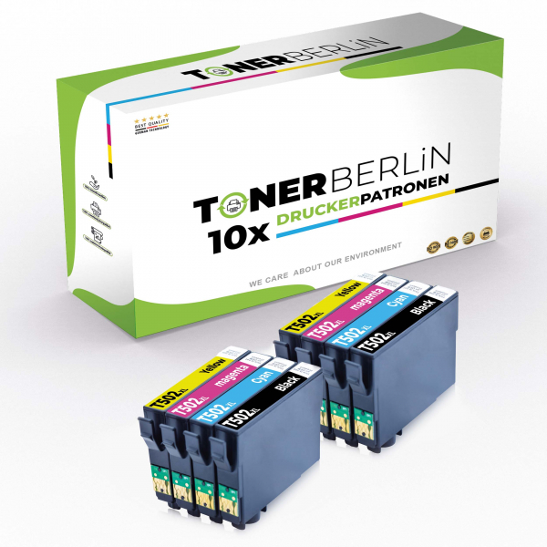 10er Multipack Set Rebuilt Druckerpatronen kompatibel für Epson 502XL (4x Schwarz, 2x Cyan, 2x Magenta, 2x Gelb)